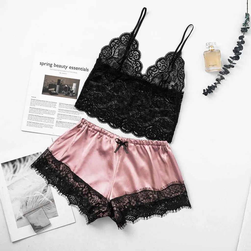 Midnight Charm Sexy Lingerie Lace Home Set - Color - View 1