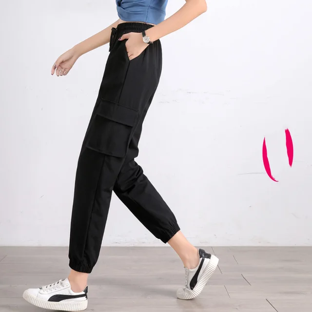French Overalls Women 200 kg Small Ice Silk Summer Thin Cropped Trousers Black Cropped Pants - Shop at LoveMi