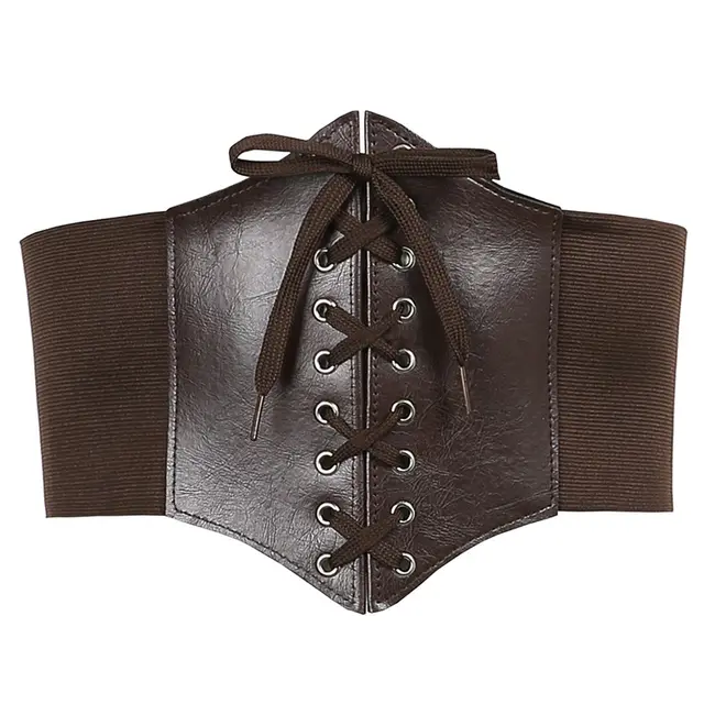 Waist Slimming Belt Women's Dark Wind High Waist Irregular PU Girdle Brown - Shop at LoveMi
