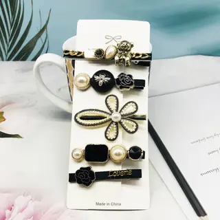 Cross-Border Pearl Hairpin Set Korean Version Of The Word Headdress Bangs Clip Sen Fairy Side Clip Back Head Hairpin - Bear