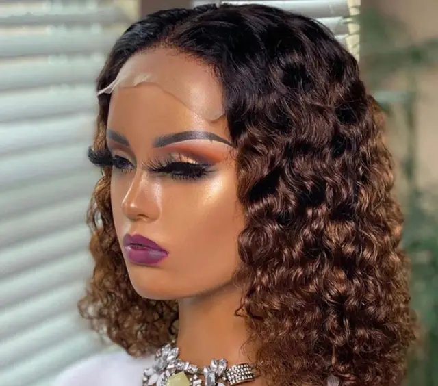 Hand Wound Tube Black Short Curly Hair Chemical Fiber Headgear Brown - Shop at LoveMi