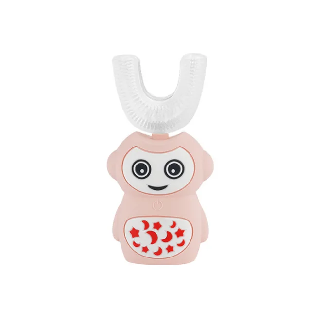 U Shaped Baby Infant Soft Hair Cleaning Automatic Mouth With Rechargeable Cleaning Instrument Childrens Electric Toothbrush Pink - Shop at LoveMi