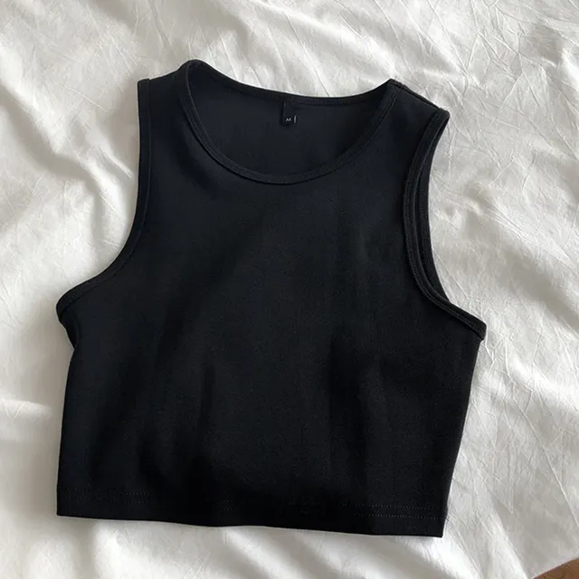 Foreign Trade Net Red Bm Wind Leaking Umbilical Vest New High Waist Slim Stretch Slim Short Sleeveless Bottoming Female Xia Lu Waist Black - Shop at LoveMi