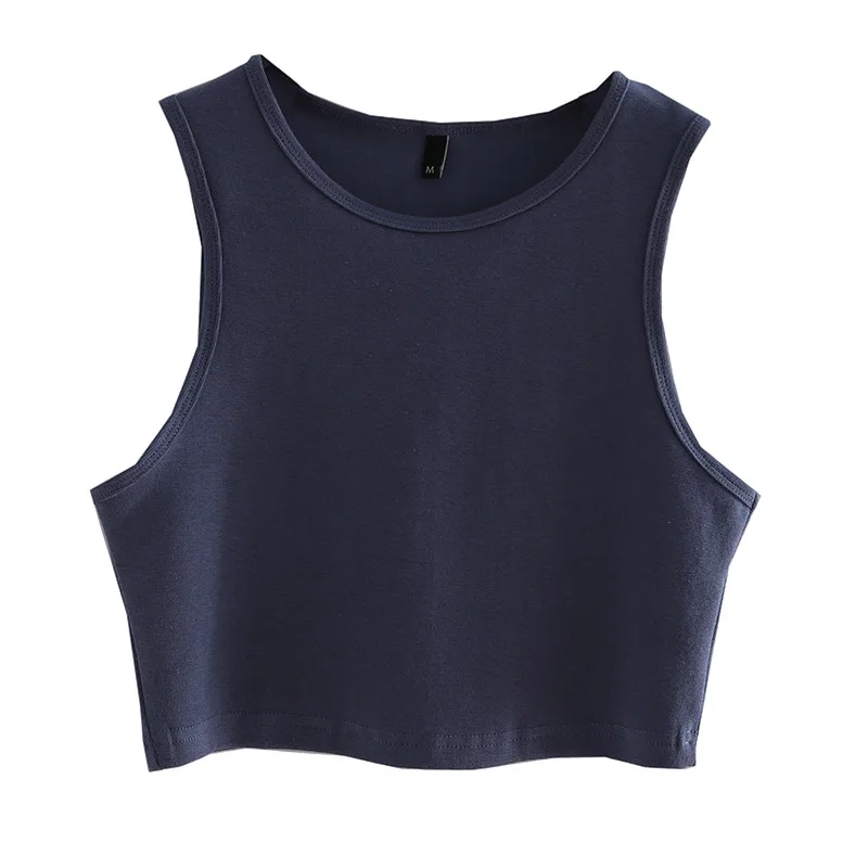 Foreign Trade Net Red Bm Wind Leaking Umbilical Vest New High Waist Slim Stretch Slim Short Sleeveless Bottoming Female Xia Lu Waist Blue - Shop at LoveMi