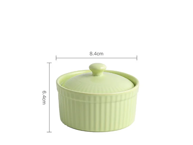 Ceramic Small Baking Bowl Soufulei Double Skin Milk Steamed Egg Bowl Green - Shop at LoveMi