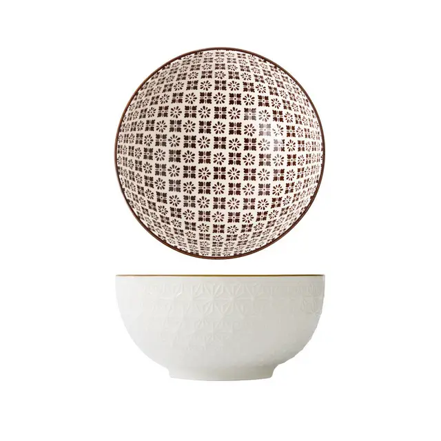 Japanese Style Ceramic Instant Noodle Bowl Household Salad Bowl Ramen Bowl Student Single Couple Bowl Tableware G - Shop at LoveMi