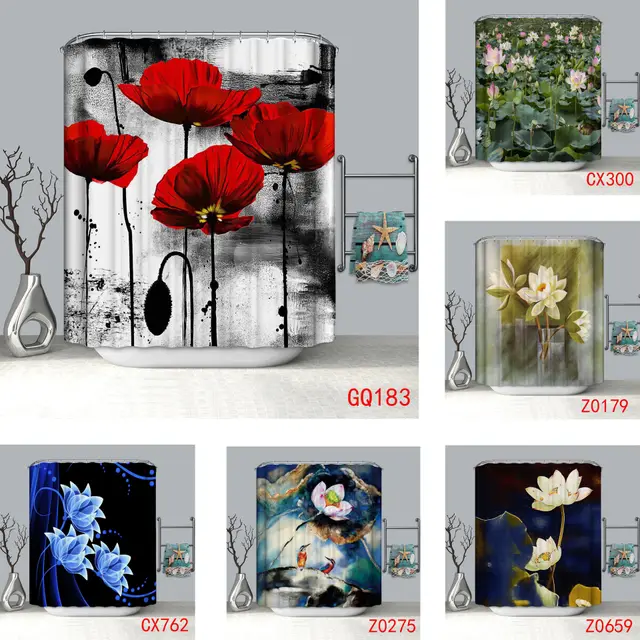 Lotus Series Shower Curtain Sales Multiple Choices Of Flower Patterns Polyester Printing Customized Samples Multiple Choices Of Sizes 1 Color - Shop at LoveMi