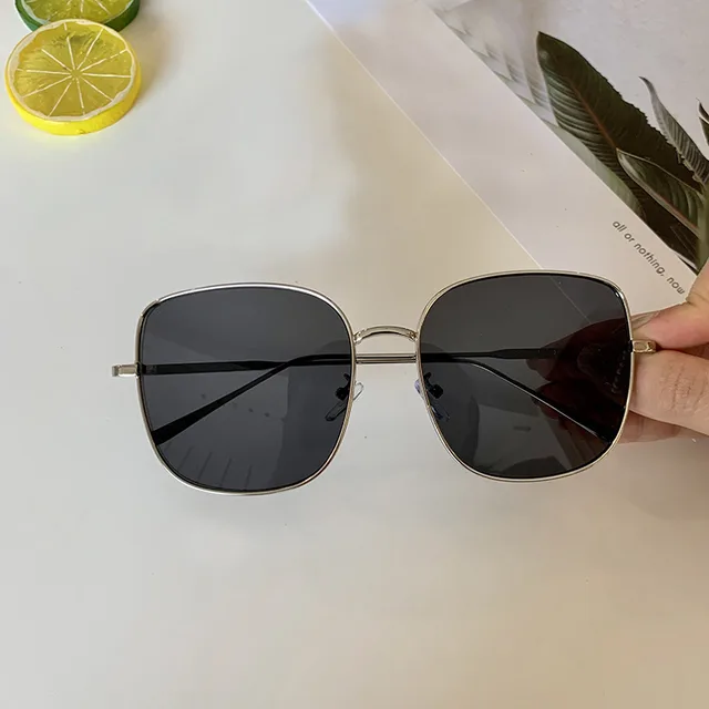 New Sunglasses Glasses Large Square Metal Shade Sunglasses Silver Gray - Shop at LoveMi