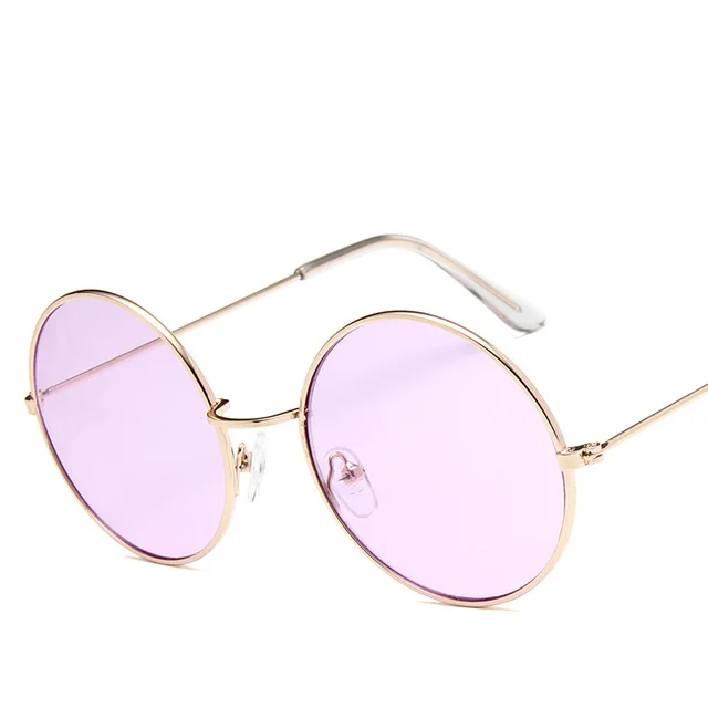 Lunettesx De Soleil Retro Pour Femmes, Effet Miroir, Style Rond Rose, Styliste De Marque, Alliage Pour Femmes Gold Frame Purple Sheet - Shop at LoveMi
