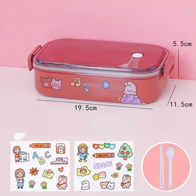 Double Decker Lunch Box With Cutlery And Portable Cute Office Worker A3A - Shop at LoveMi