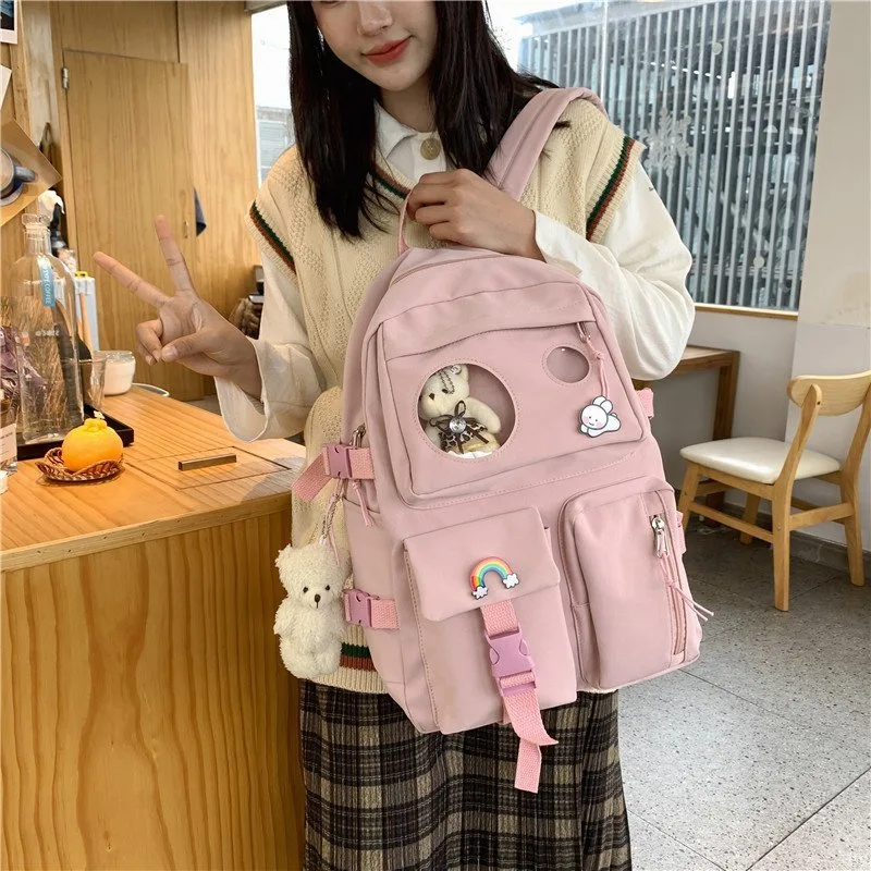 School Girl Schoolgirl Korean Style Small And Simple Backpack Junior High School Student Cute Backpack Pink - Shop at LoveMi