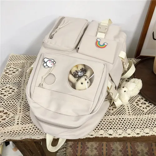 School Girl Schoolgirl Korean Style Small And Simple Backpack Junior High School Student Cute Backpack White - Shop at LoveMi
