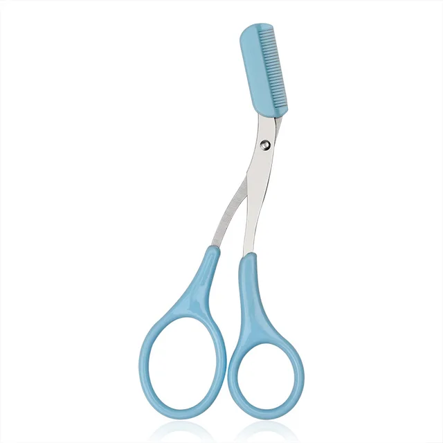 Eyebrow Trimmer Scissor with Comb Facial Hair Removal Grooming Shaping Shaver Cosmetic Makeup Accessories Blue - Shop at LoveMi