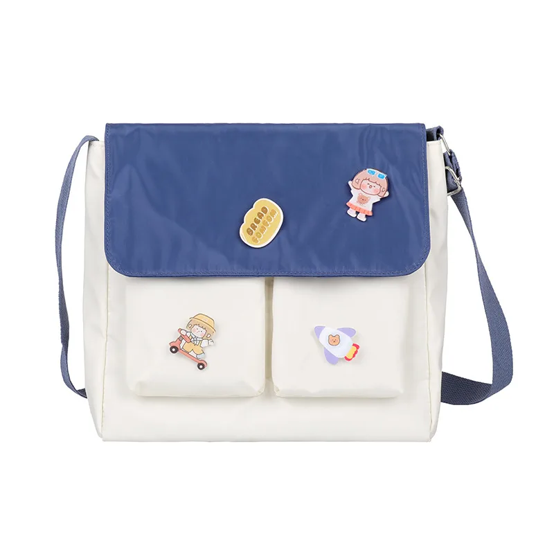 Mori Student Messenger Bag Female Cute Girl Heart Hit Color Single Shoulder Bag Blue - Shop at LoveMi