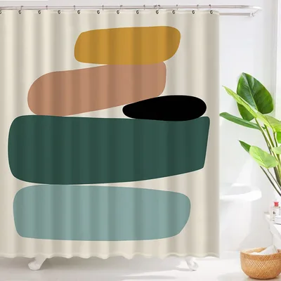 Ins Wind Shower Curtain Abstract Geometric Dry And Wet Separation Partition Curtain Curtain Bathroom Curtain Abstract Illustration - Shop at LoveMi