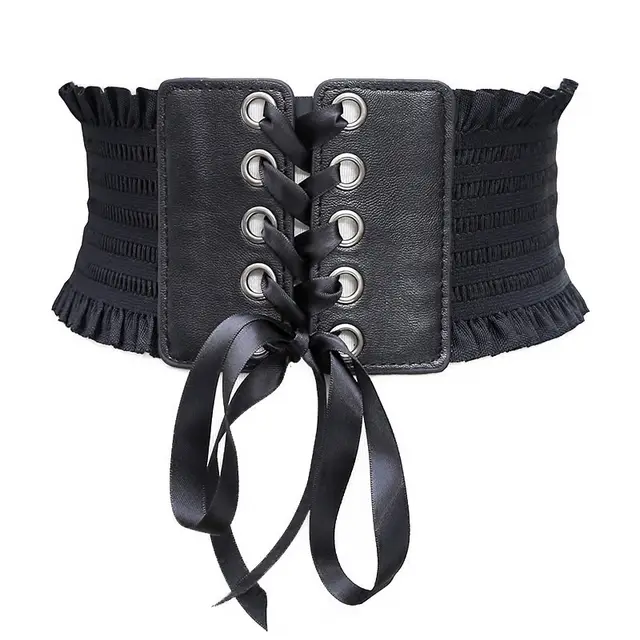Ladies Fringed Bow Tie Belt Belt Super Wide Girdle Fashion Skirt Bandage Decoration Girdle Korean Version Of All Match Female Black - Shop at LoveMi