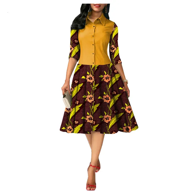 African Dresses Summer Dress 1825054 Khaki - Shop at LoveMi