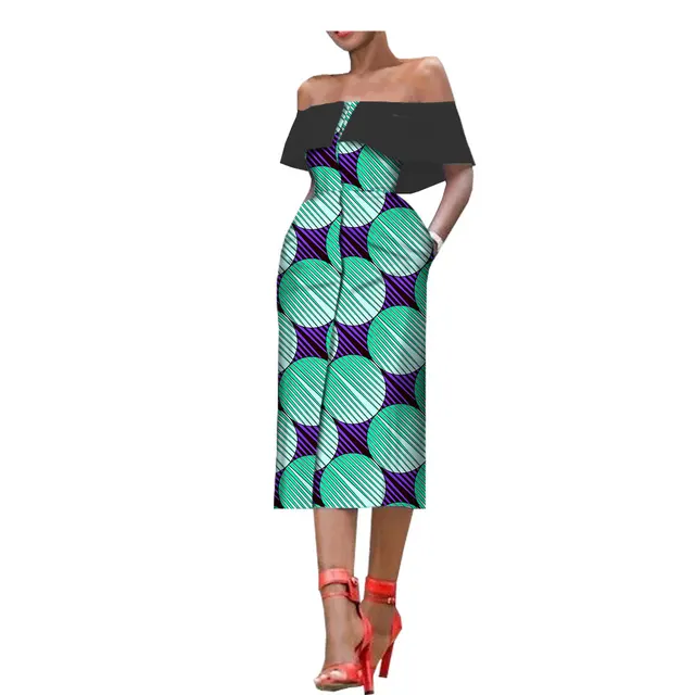 Sleeveless Printed One Chest Off Shoulder Gown Sky Blue - Shop at LoveMi