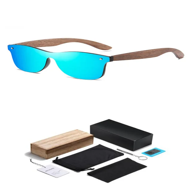 Walnut Leg Sunglasses Fashion Glasses Blue Set - Shop at LoveMi