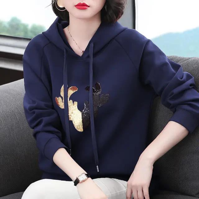 Hooded Sweater Women's New Loose And Thin Sweater Blue - Shop at LoveMi