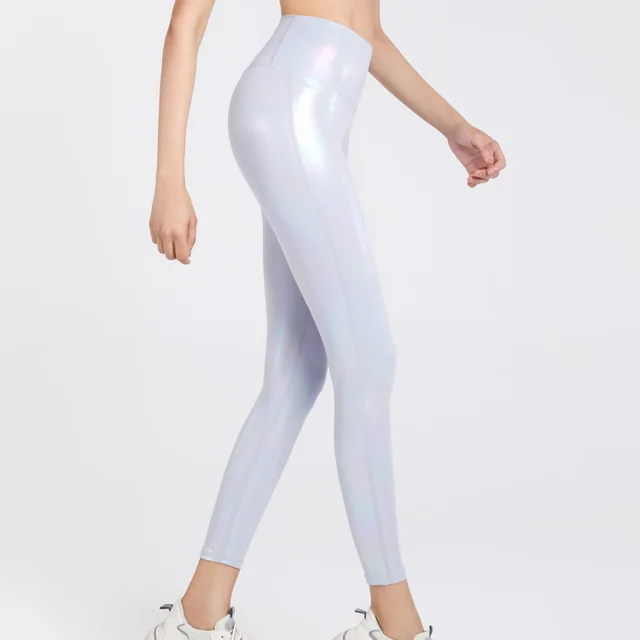 Hot Shinbene Embossing Workout Gym Athletic Pants Leggings Women High Waist Elastic Sport Yoga Fitness Leggings Length Silver - Shop at LoveMi