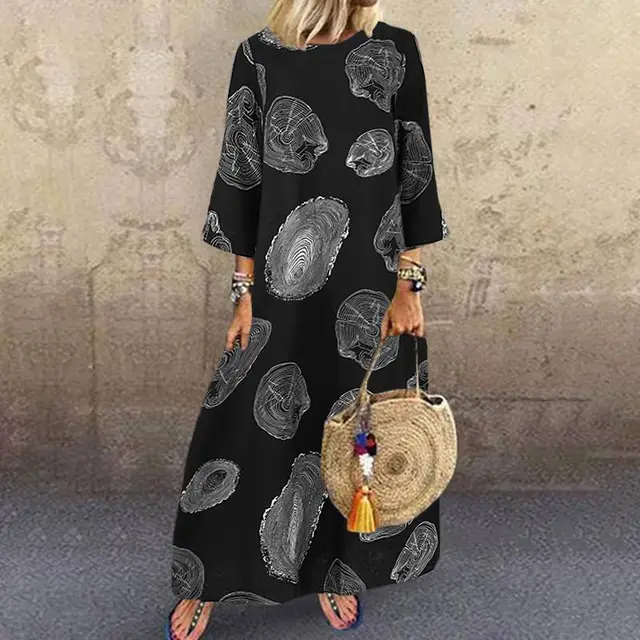 New Style Casual Retro Cotton And Linen Dress Black - Shop at LoveMi