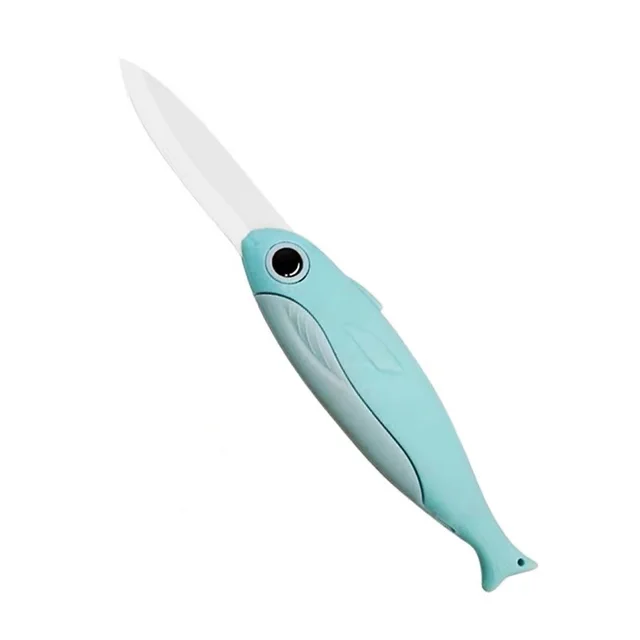Ceramic Knife Folding Fruit Knife Portable Knife Fish Bird Knife Student Portable Mini Peeling Fruit Knife Blue - Shop at LoveMi