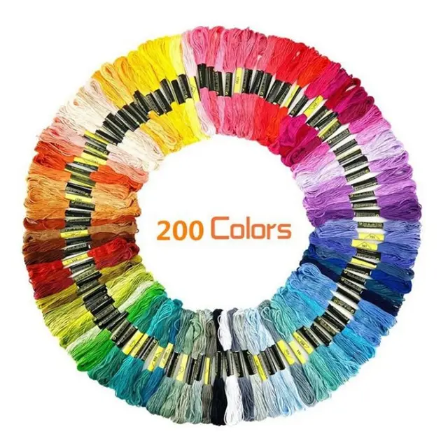 200 Color Cross Stitch Thread Embroidery Thread DIY Cross Stitch Wiring Woven Colorful Cotton Thread 200 Colors - Shop at LoveMi