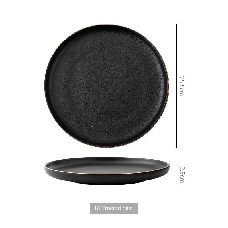 Creative Household Ceramic Plate Western Tableware - 10 Inch Disc With Gold