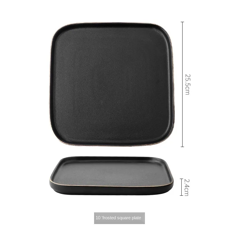 Creative Household Ceramic Plate Western Tableware - 10 Inch Square Plate Gold