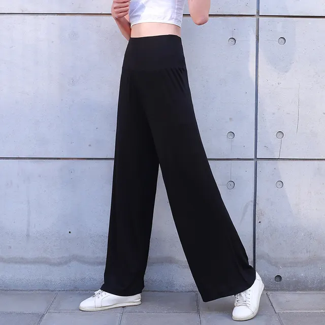 Women'S Pajama Pants Wide Leg Hakama Loose High Waist Home Sports Yoga Pants Black Nines - Shop at LoveMi