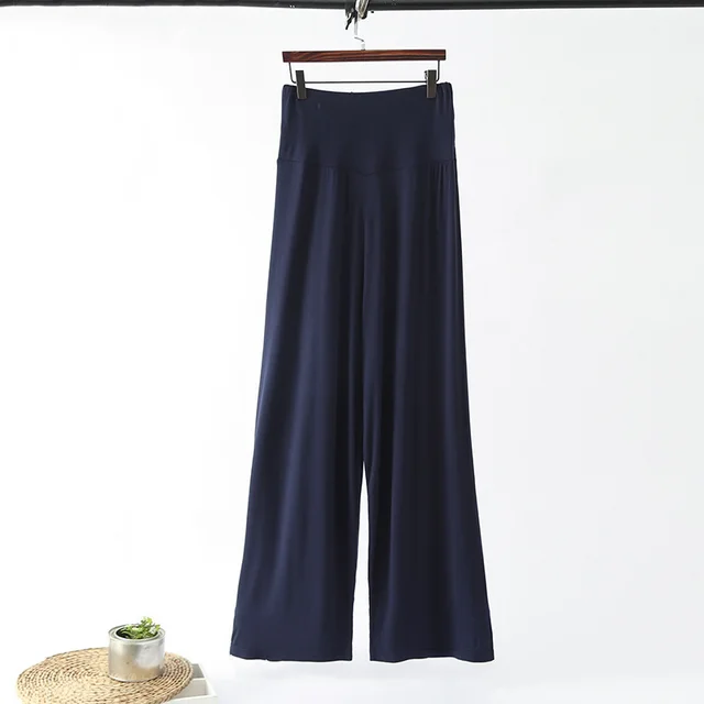 Women'S Pajama Pants Wide Leg Hakama Loose High Waist Home Sports Yoga Pants Navy Blue Nine Points - Shop at LoveMi