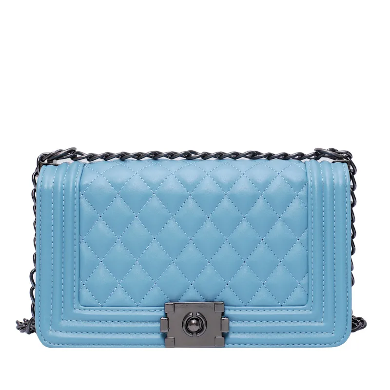 New Style Messenger Bag, Shoulder Bag, Women'S New Style Pu Embroidered Thread Small Square Bag Blue - Shop at LoveMi
