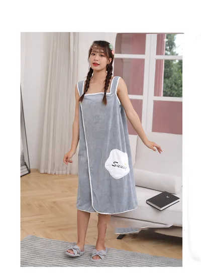 Star Pockets Can Be Worn With Bath Towels, Slings, Bath Skirts, Coral Fleece Blue Grey - Shop at LoveMi
