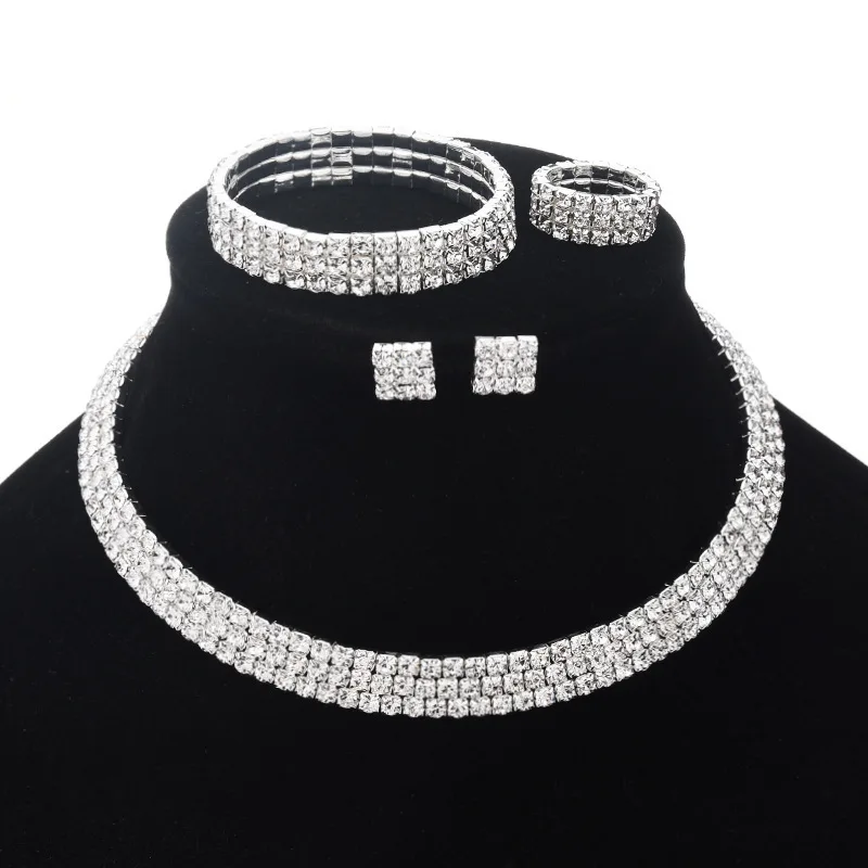 Exaggerated Claw Diamond Beaded Four Piece Set Multilayer Necklace Standard - Shop at LoveMi
