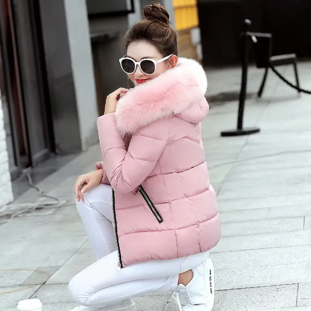 Korean Style Hooded Down Padded Jacket All Match Small Cotton Jacket Pink - Shop at LoveMi
