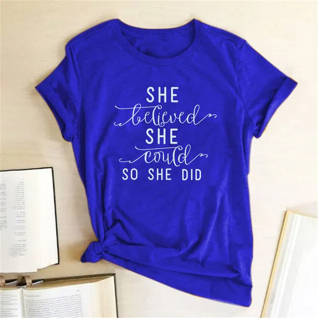 Letter Print Women's T Shirt Could Loose Funny T Shirt Short Sleeve Aesthetic Tees Tops Clothes Blue - Shop at LoveMi