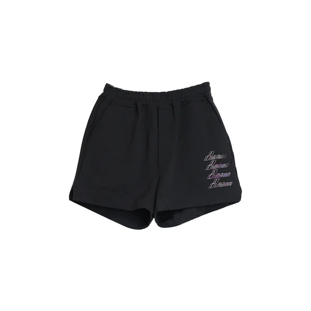 Elastic Waist Barrage Logo Design Tethered Sports Shorts And Trousers Black - Shop at LoveMi