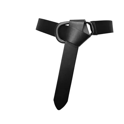 Coat Wide Belt, Female Knotted Decoration, Wild Waist Belt With Suit Dress, Cowhide Corset Black - Shop at LoveMi