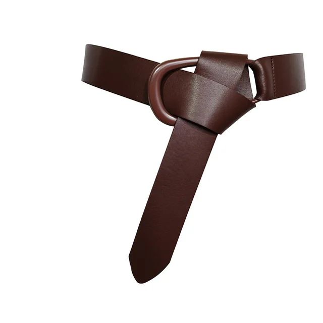 Coat Wide Belt, Female Knotted Decoration, Wild Waist Belt With Suit Dress, Cowhide Corset Brown - Shop at LoveMi
