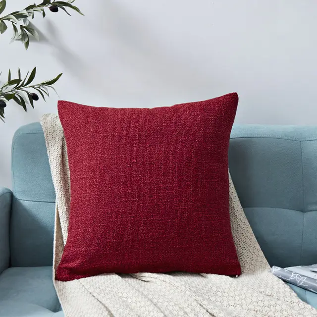 Chenille Plain Hug Pillowcase Office Sofa Home Hug Pillowcase Cushion Siesta Hug Pillowcase Red Wine - Shop at LoveMi