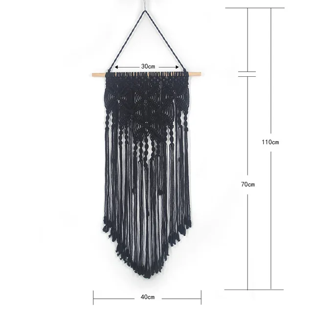 Wall Hangingr Pattern Tapestry Pendant Decoration Wave Wall Handmade Butterfly Simian Weaving Black - Shop at LoveMi