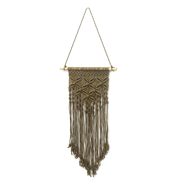 Wall Hangingr Pattern Tapestry Pendant Decoration Wave Wall Handmade Butterfly Simian Weaving Dark Brown - Shop at LoveMi