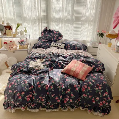 Cotton Lace Three piece Garden Floral Bed Sheet 4Style - Shop at LoveMi
