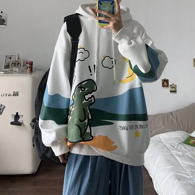 Plush Coat Loose Sports Couple Top Hooded Sweater White - Shop at LoveMi