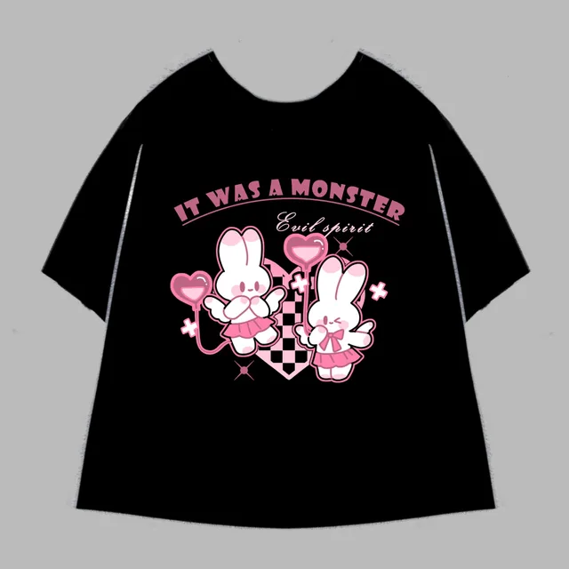 Xue Yinghai Original jk Uniform Hall Genuine All Match Sweet And Cool Printed T Shirt Black - Shop at LoveMi