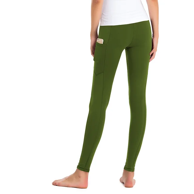 High Waist Fitness Pants Women Stretch Tight Sports Yoga Pants Army Green - Shop at LoveMi