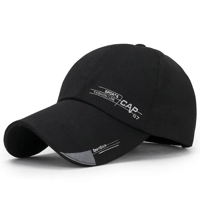 Spring And Summer Simple Running Size Lengthened Eaves Baseball Cap Men'S Sunshade Sun Hat Big Eaves Hat Cap87 Black - Shop at LoveMi