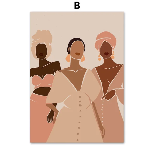 Black Girl Illustration African Canvas Decorative Painting Core Hot Style Painting Core Living Room Decoration 2 Color - Shop at LoveMi