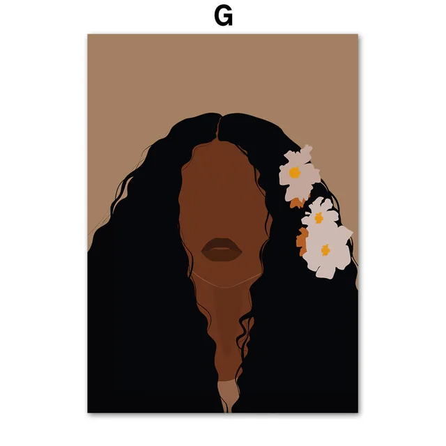 Black Girl Illustration African Canvas Decorative Painting Core Hot Style Painting Core Living Room Decoration 7 Color - Shop at LoveMi